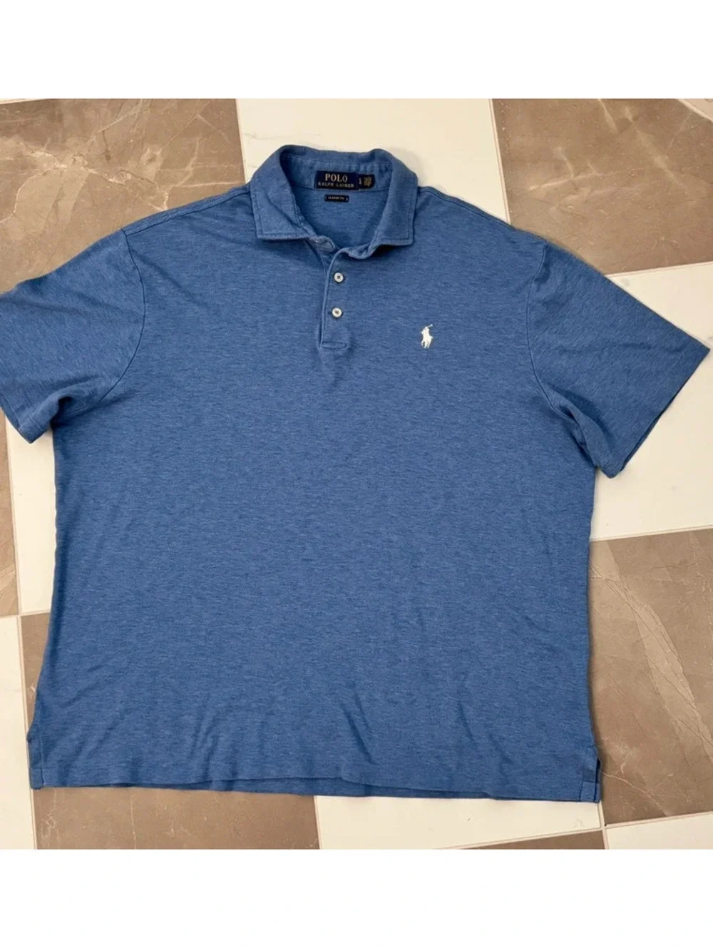 Men's Polo Ralph Lauren Classic Fit Heather Blue Polo Shirt Size Large